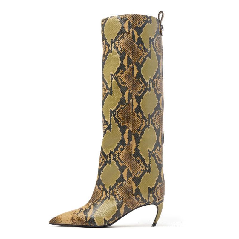 Fashion 8 cm Heel Boots Sharp Pointed Straight Tube Beautiful Alien Heels Knee High Trouser Boots Fashion Sexy Women Shoes Women Boots