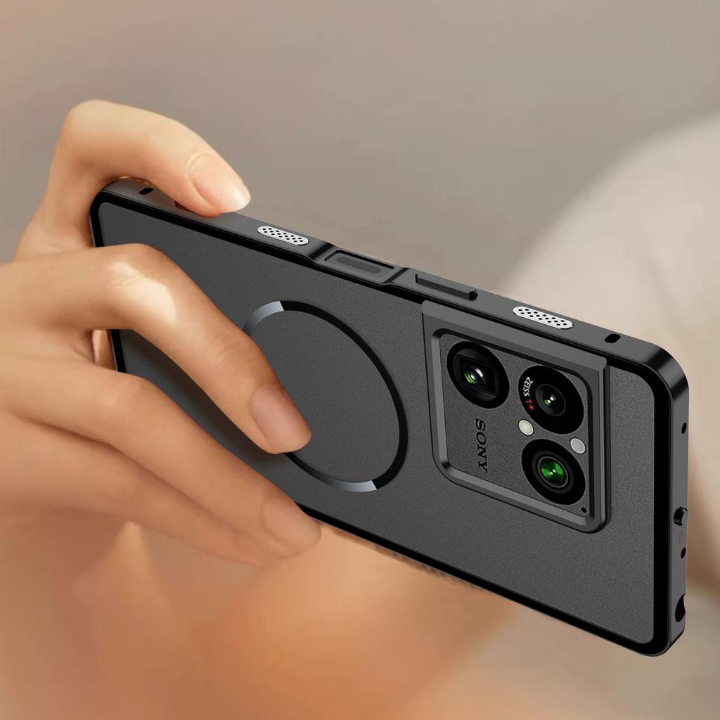 Case For Sony Xperia 1 VIII Aluminium Alloy Metal Frame Bumper Frosted Acrylic Magsafe Wireless Charging Cover