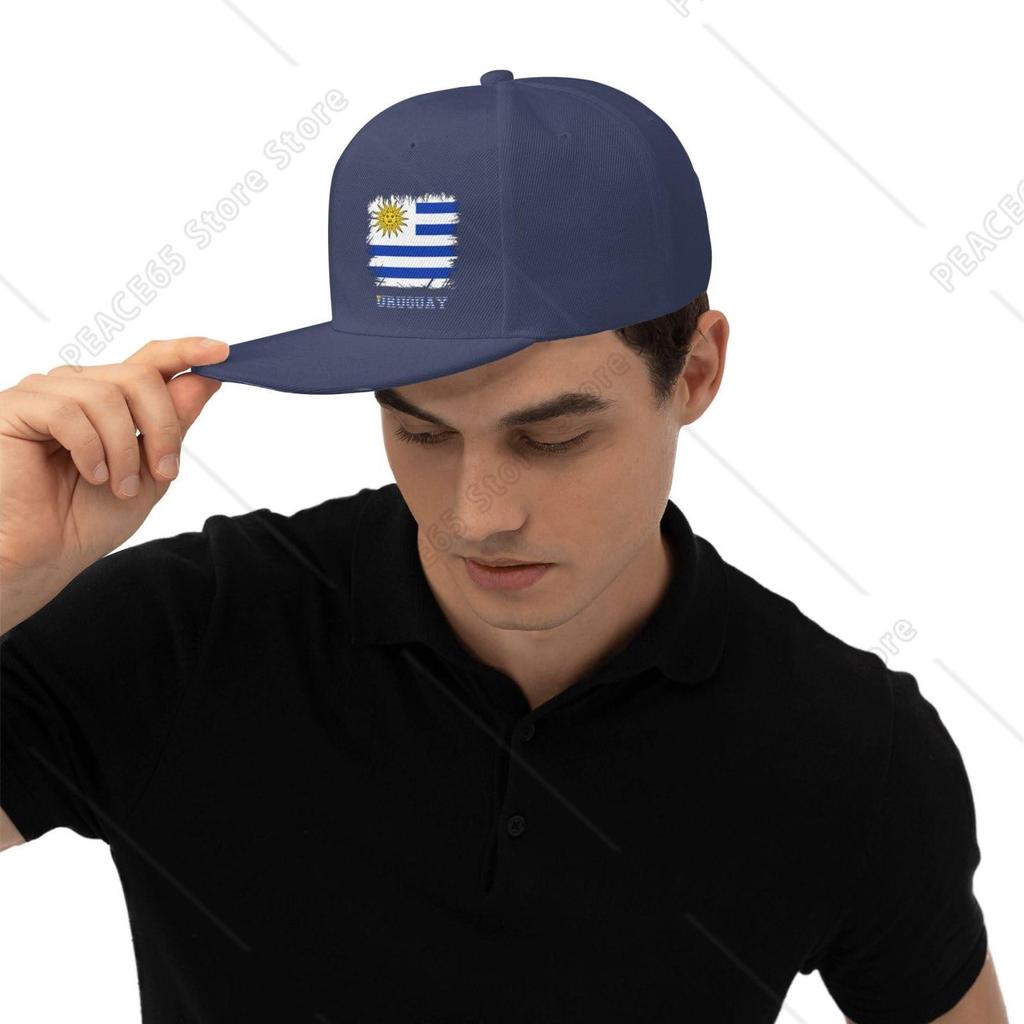 Vintage Uruguay Uruguayanische Flagge Snapback Mütze für Unisex Damen Klassische Flache Kappe Baseballkappe Verstellbar Trucker Mütze Druck Unisex