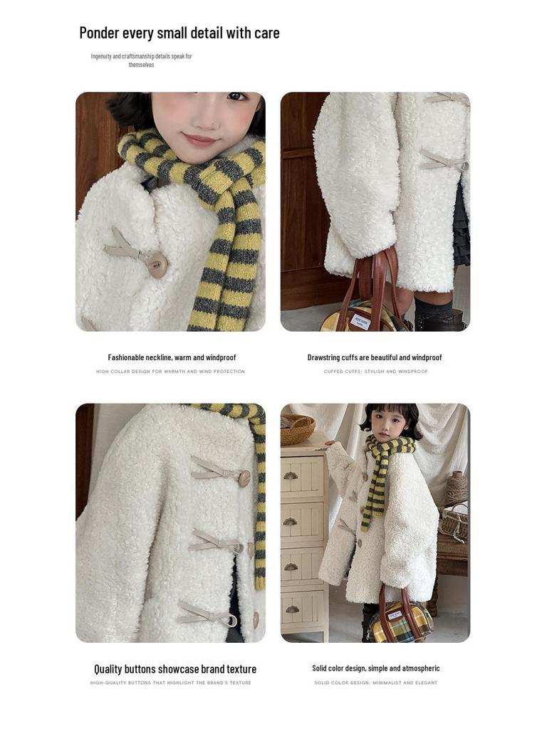 2025 Children's Faux Fur Lambswool Coat - Korean Style Thickened Loose Fit Shearling Overcoat for Girls