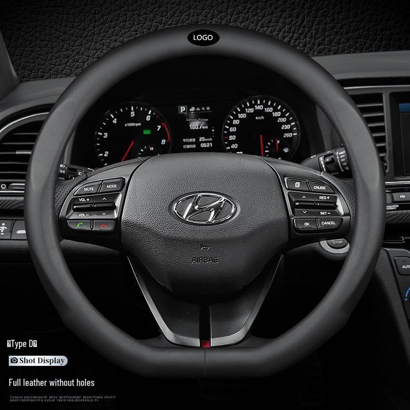 Hyundai Leather Steering Wheel Cover for Tucson, IX35, Sonata, Santa Fe, Elantra, Reina, Veloster