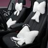 Soft Car Neck Pillow Lumbar Support Plush Bow Car Headrest Pillow Soft Lumbar Support Cushion Comfortable Waist Pillow