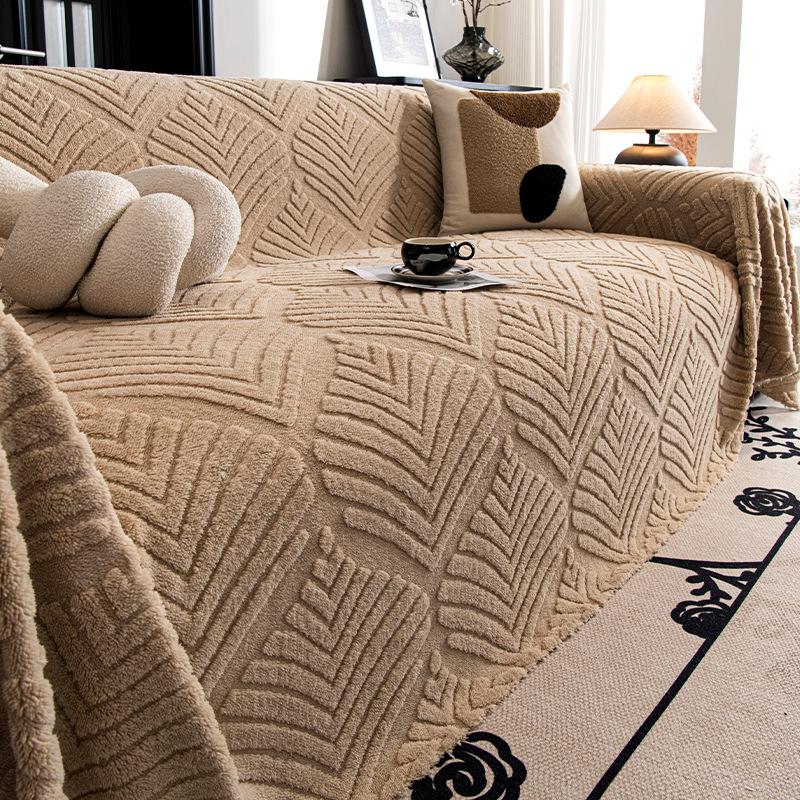 Jacquard Plush Sofa Cover Cloth Anti Slip Large Modern Plush Thick Cushion All Inclusive Sofa Towel Blanket Living Room Decor