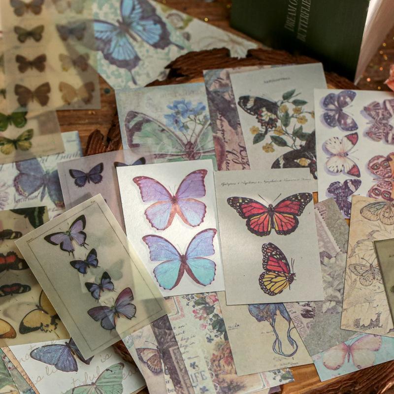 4 Style 360sheets/book Material Book Retro Collector's Series Ins Flower Butterfly Simple Handbook Base Decoration Paper