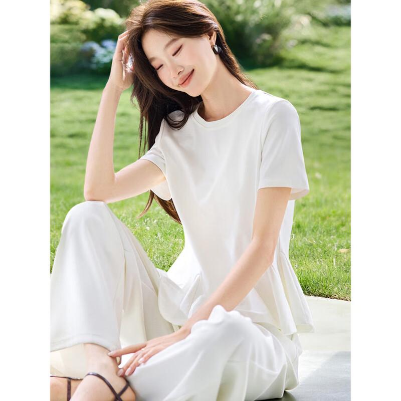 La Chapelle Women s Ruffled Sleeve T-Shirt M