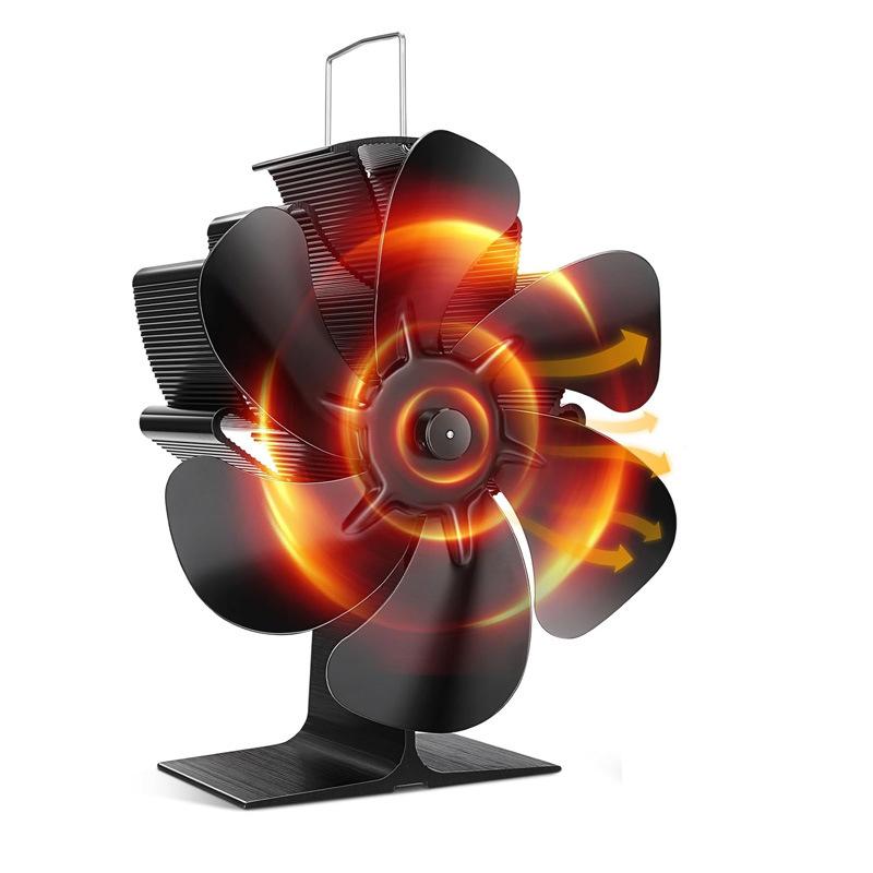 6-Blade Heat Self-Powered Stove Fireplace Fan For Wood Log Burner Fireplace Quiet Environmental Fan Efficient Heat Distribution