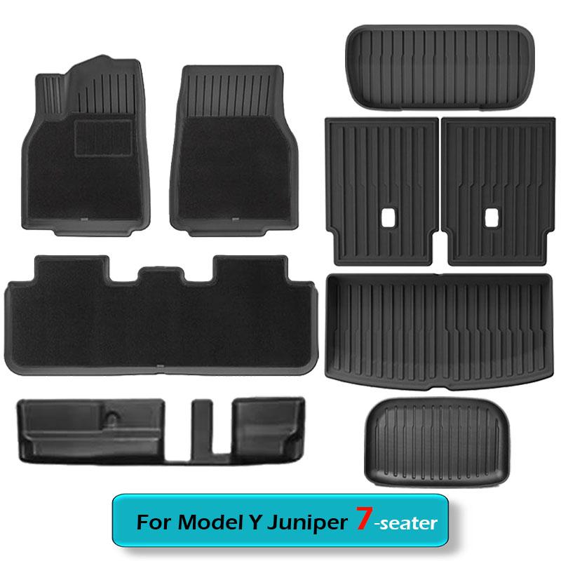 TPE Floor Mats Cargo Liner for Tesla Model Y Juniper 7 Seat 2026 2027 All Weather Non-slip Floor Liner Trunk Backrest Mat