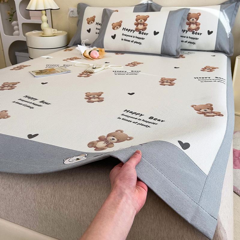 3KS Podložka z ledového hedvábí Letní ratanová podložka Letní podložka na postel Prostěradla Skládací ledové hedvábí Manželská postel Klimatizační podložka