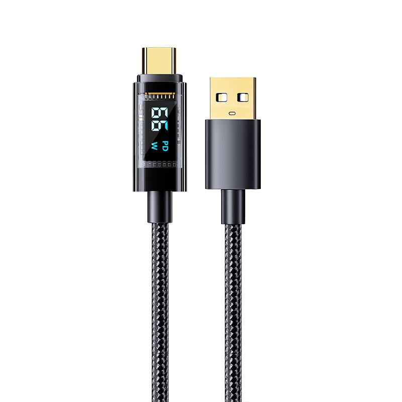 100W Transparent Digital Display Fast Charging Cable, 30W for Apple 14, 66W Type-C Universal Charger