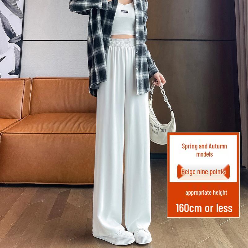 Women's Summer High-Waisted Black Wide-Leg Floor-Length Pants