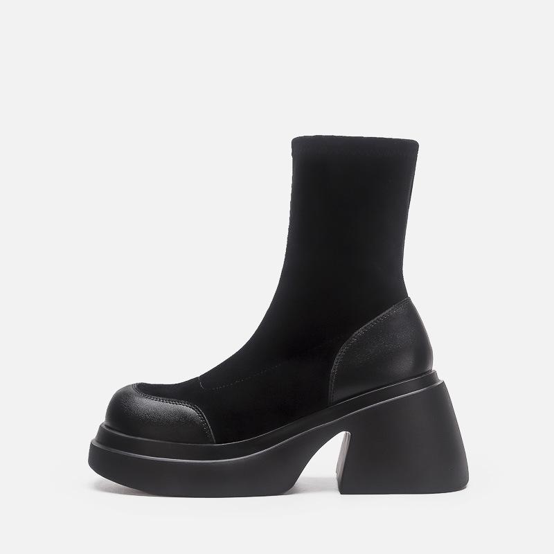 

Зимние толстоподошвенные увеличивающие рост короткие ботинки женские толстоподошвенные длинные ботинки ботфорты средней длины эластичные ботинки замшевые тонкие ботинки 40