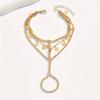 Simple Multi-Layer Alloy Finger Chain Pendant Round Disc Linked Hand Jewelry Fashionable Cross-Border Minimalist Design