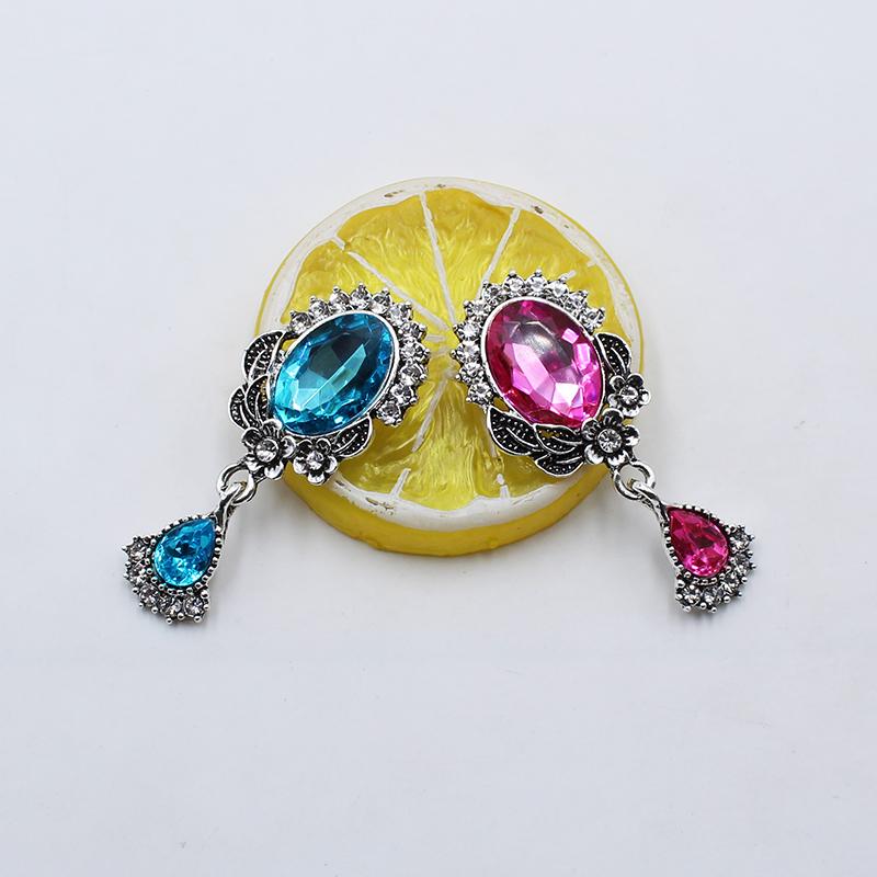 10Pcs 22*52MM NEW Retro Oval Brooch Of Acrylic Rhinestone Buttons Wedding Decoration Party Jewelry Creative Wine Glass Pendant