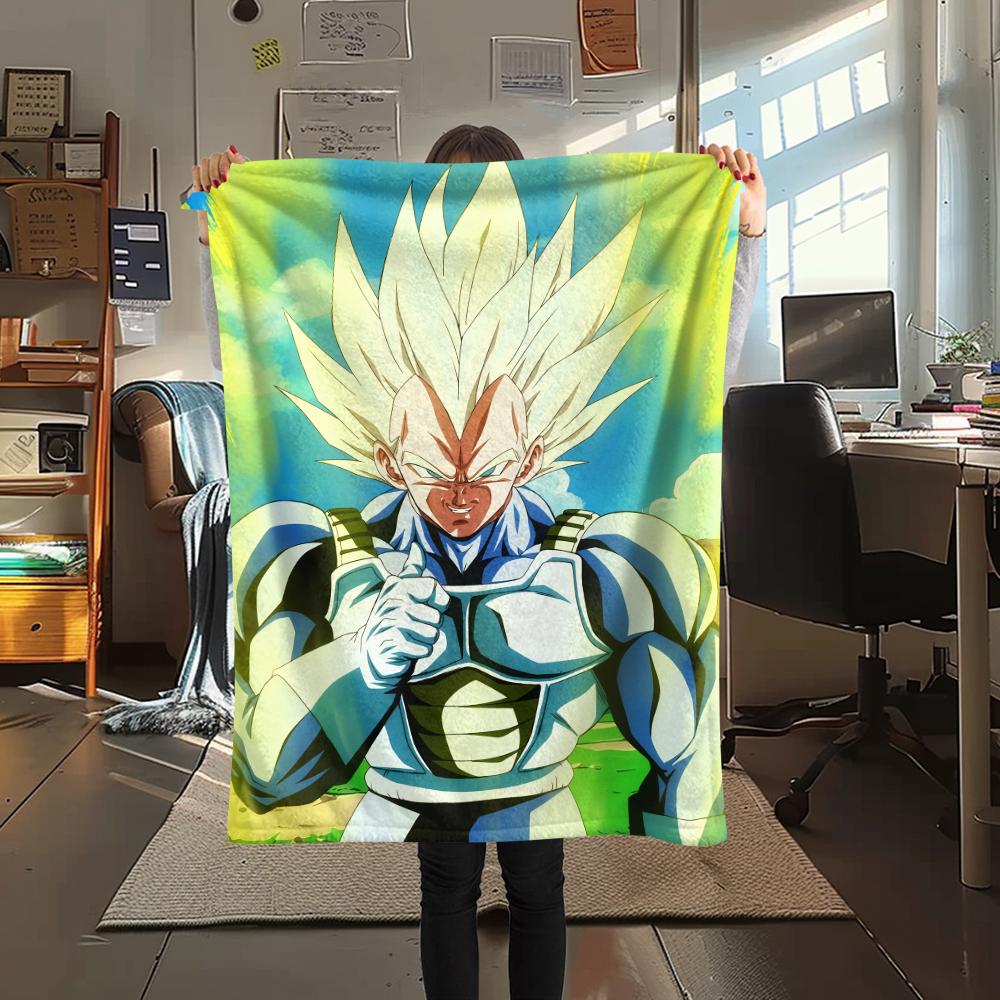 Vegeta Dragon Ball Pattern Flannel Blanket, High Quality Comfortable for All Seasons, Home Decor, Warmth and Comfort, Perfect for Gifts.