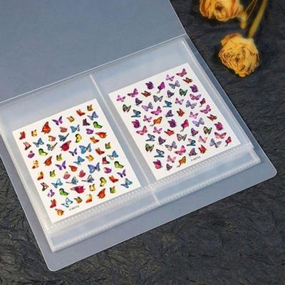 Nail Sticker Book Case Storage Organizer File Transparent Tool Sticker Book Art Material Storage Storage Box Storage Box