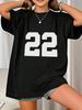 Number 22 Graphic Print Fashion Y2k Round Neck Short Sleeve T-shirt Women Unsiex Summer Casual Simple Short Sleeve T-shirt