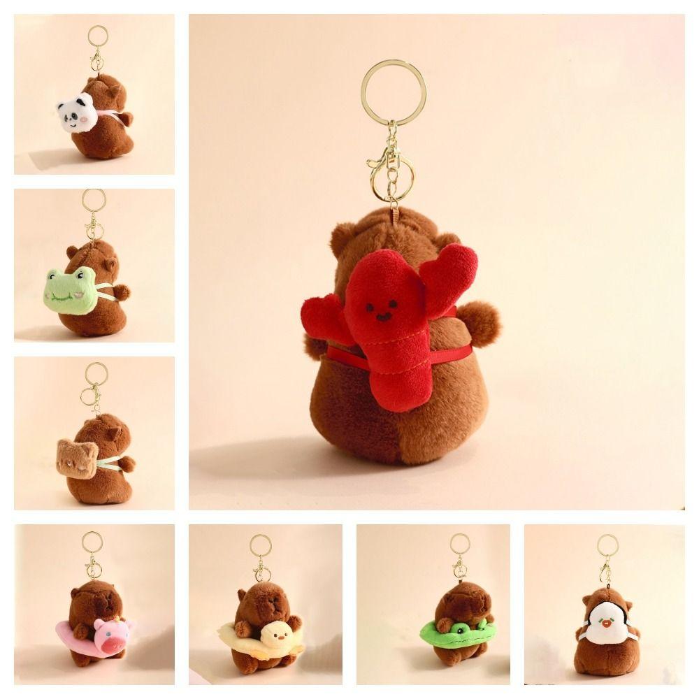 

Мягкая кукла-капибара, пушистая мультяшная подвеска на рюкзак, плюшевая брелок-капибара, пара style1