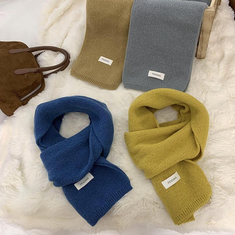 Skjerf vinter varmt nytt ensfarget trend ensfarget allsidig par mykt voksaktig fortykket skjerf strikket sjal