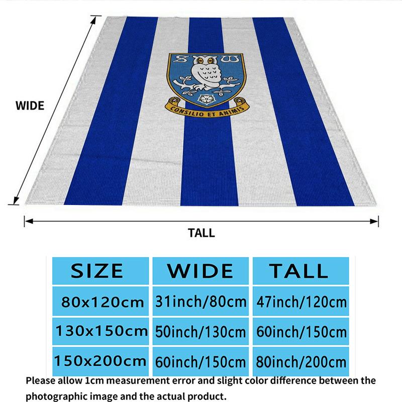 Sheffield Wednesday Druck Flanelldecke, Hohe Qualität, Bequem für alle Jahreszeiten, Heimdekoration, Wärme und Komfort, Perfekt für Weihnachtsgeschenke