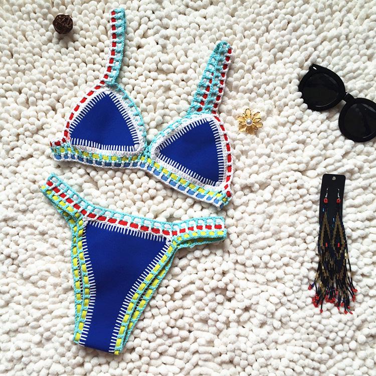 Micro Bikini Women Swimwear Halter Patchwork Bathing Suit Swimsuit Thong Bikini Beach Wear
