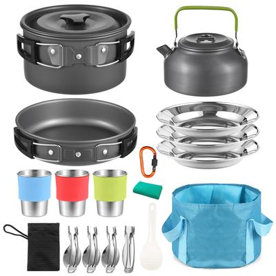 Camping Utensils Cooking Set 3 Person 22PCS Camping Pot and Pan Cooking Set Outdoor Camping Hiking