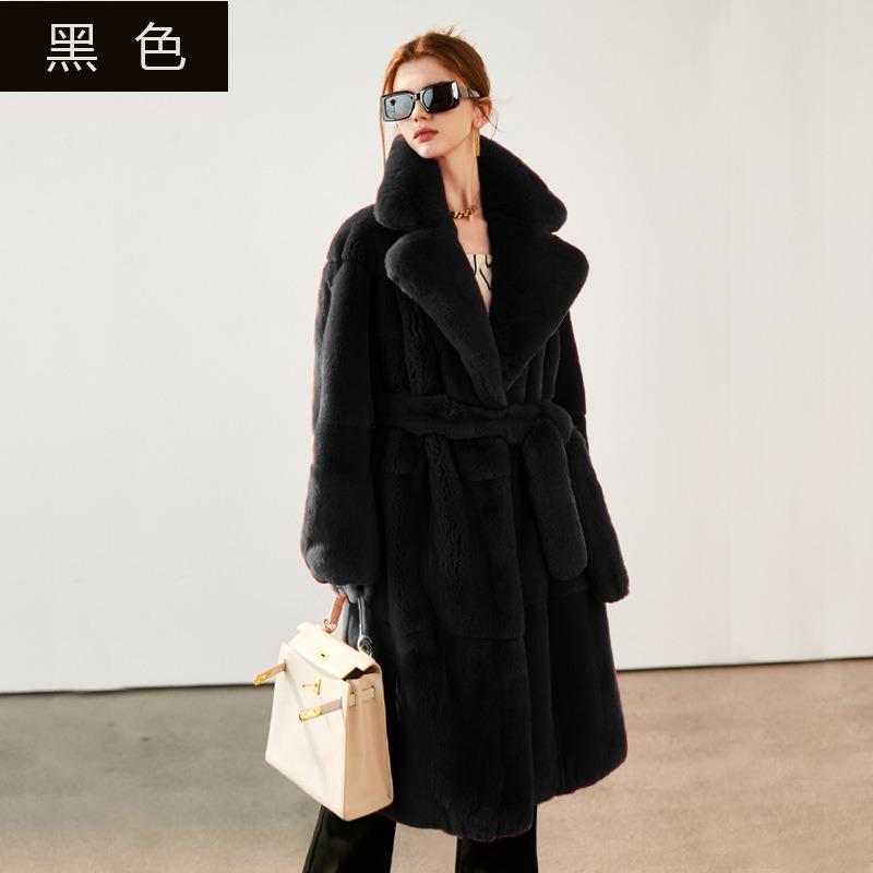 New Season New Thermal Suit Large Lapel Waist Fur Women's Long Coat Plush Jacket Women's Clothing