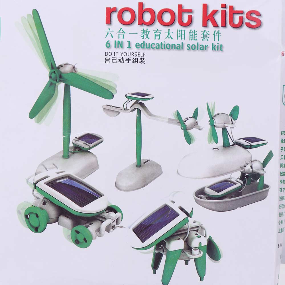 Renewable Energy Solar Power Robot 6-In-1 Science Toy Solar Panels Assembling Ship Fan  Lab DIY