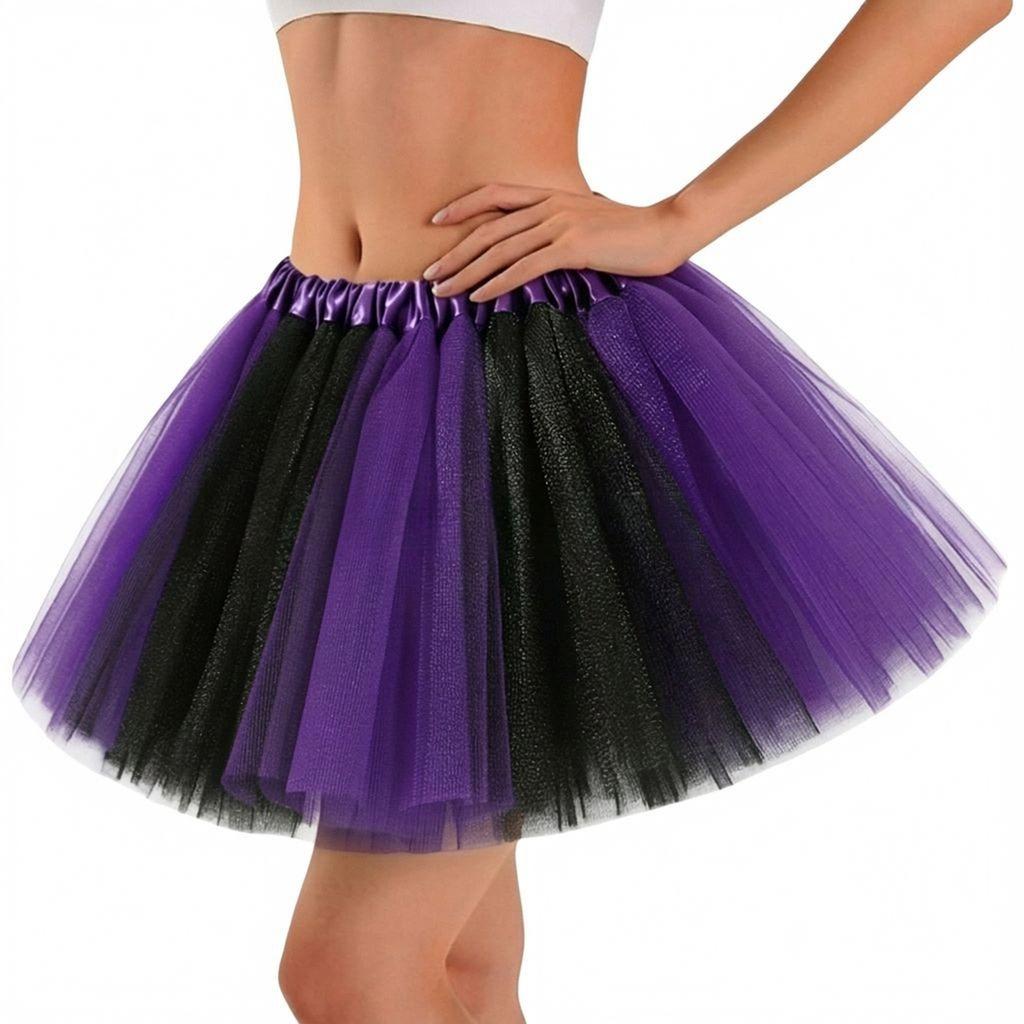 Women's Adult Witch Costume Set with Hat, Striped Socks, Gloves and Tulle Skirt for Halloween Party