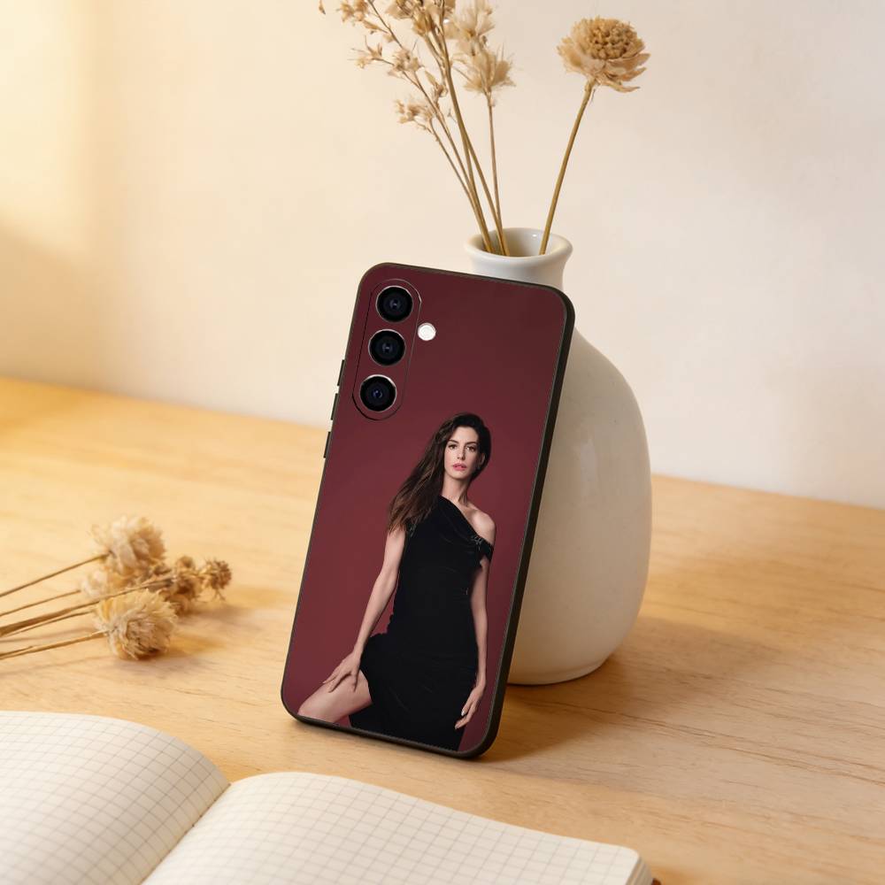 Anne Hathaway Phone Case Black Silicone Soft For Samsung Galaxy A73,A72,A71,A70,A53,A52,A51