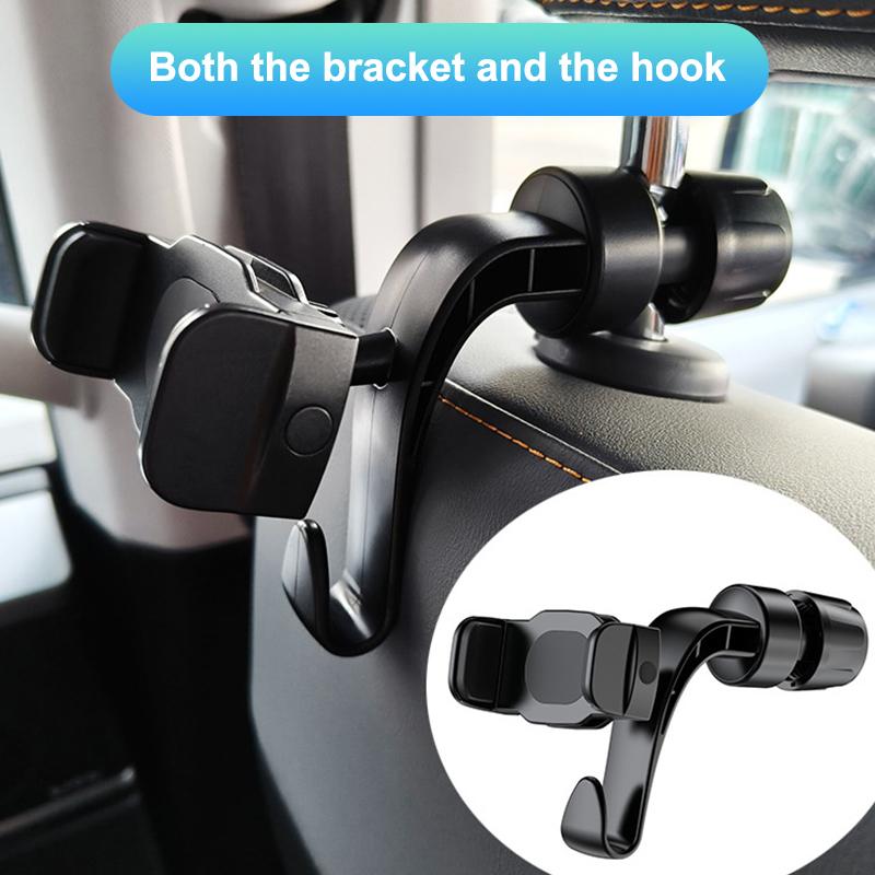 Multifunctional Car Rear Seat Mobile Phone Holder&Tablet Mount With Hook Rotation Car Headrest Phone Bracket Support For Vehicle