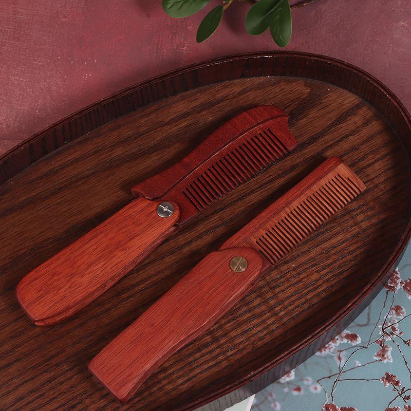 Herren Taschenkamm Klappbarer Holzkamm Bartkamm Sandelholz Haarkämme für Männer Perfekt zur Anwendung mit Bartbalsam