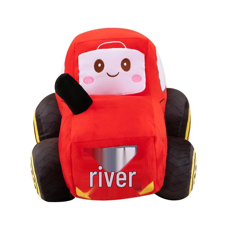 Cartoon Tractor Plush Toy Bedtime Comfort Pillow for Kids