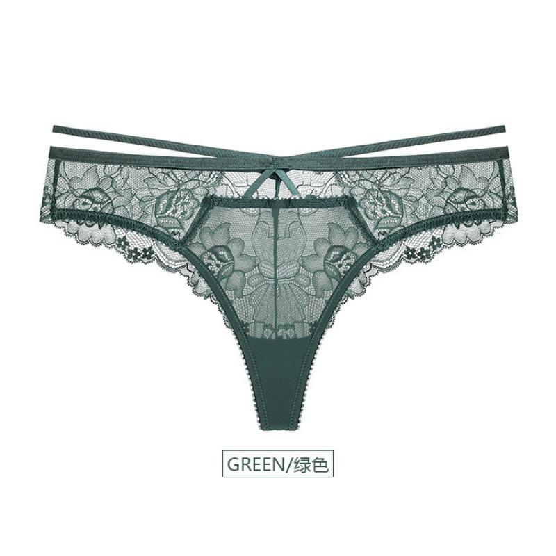 Women Sexy Low Waist Floral Lace Strappy Triangular Briefs Breathable Comfortable