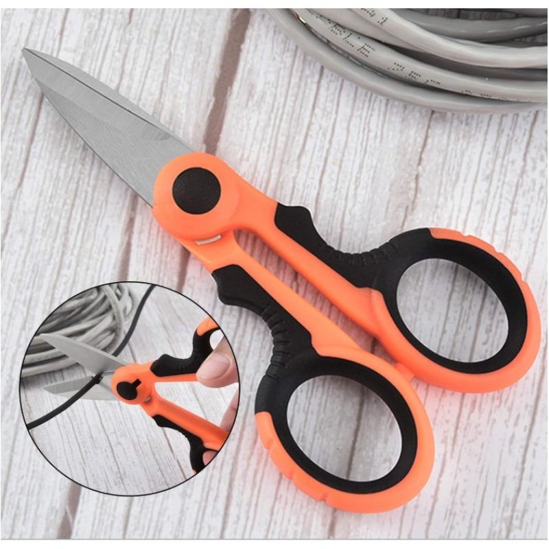 2Pc Stainless Steel Serrated Electrician Shears Multi-Purpose Cutting Fishing Scissors for Cutting Electrical Wire