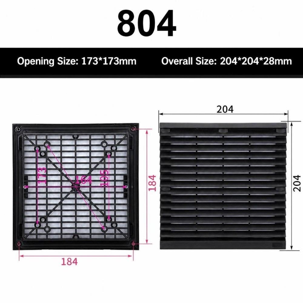 Black Vent Grille Waterproof Louver Vent Air Ventilation System Fan Grille Electric Cabinet