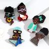 New Acrylic Black Lady Brooches for Women Fashion Cute African Female Figure Badges Pins Funny Jewelry Casual Accessories Gifts