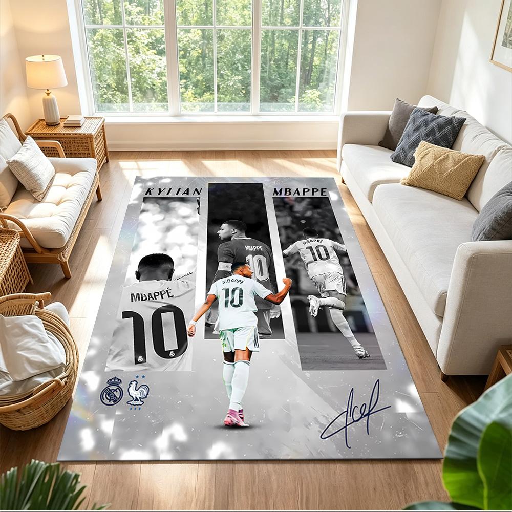 Mbappe Neon Poster Area Rug Perfect for Bedrooms Kitchen Hallway Dining Room Anti-slip Rug Anime Office Decor Wedding Party Gift