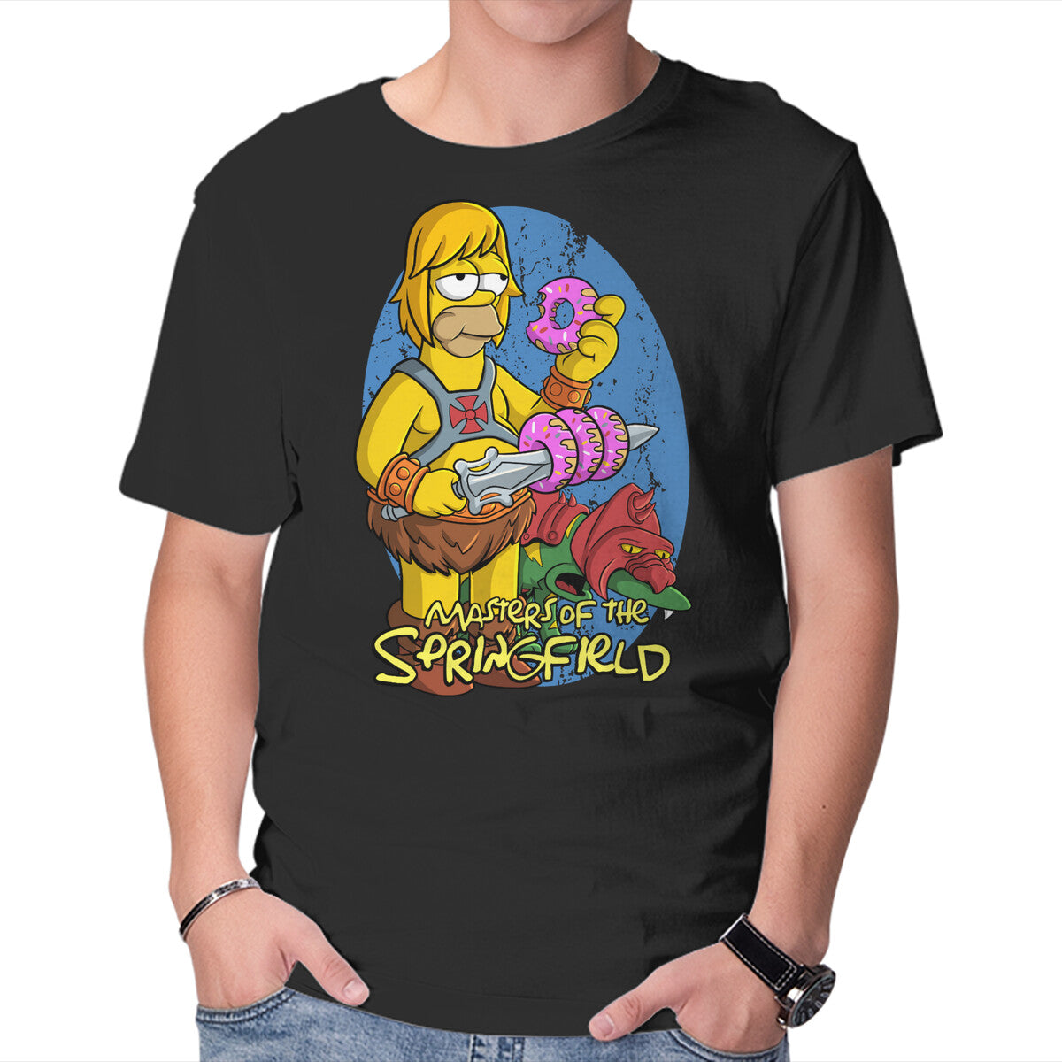 Unisex Crew Neck T-Shirt Masters Of The Springfield Graphic Short Sleeve Casual Tee M