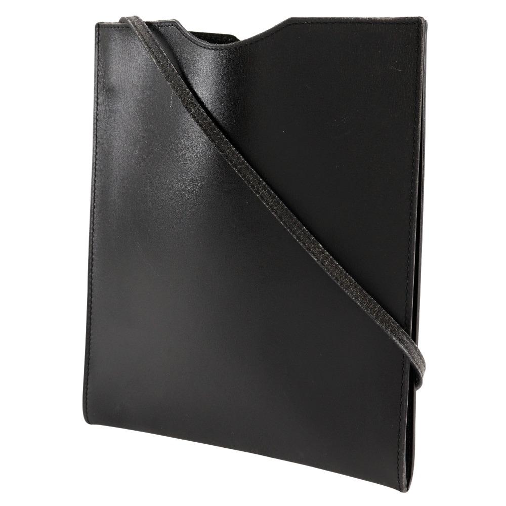HERMES omenito Shoulder Bag Pochette black Calfskin unisex Used