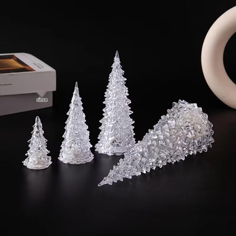Colorful Acrylic Christmas Tree Night Lights (3-Pack, 22cm)