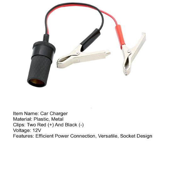 12V Car Charger Battery Terminal Clamp Clip Extension Cord Smoke Igniter Adapter Cable for Truck Trailer Motorcycle Outdoor Power Source Charging