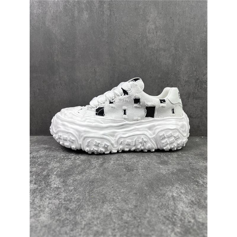 Letnie nowe wygodne i oddychające buty sportowe na grubej podeszwie z postrzępionego materiału codzienne buty typu "dad shoes" gl