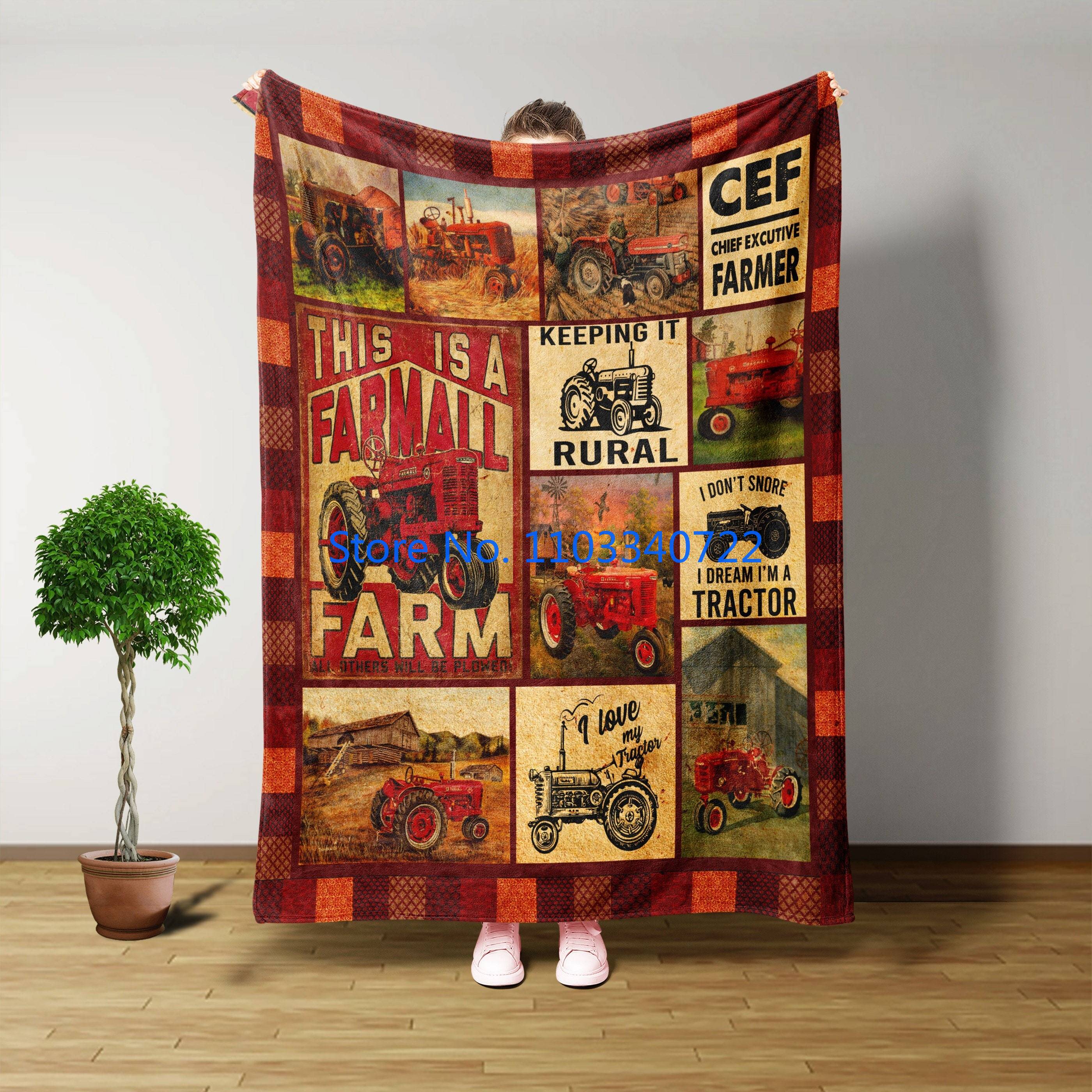 

Tractor Lovers Gift Red Green Tractor Blanket Throw for Bed Sofa Nap Blankets 150x200cm Boy Girl Festival Gift Flannel 70x100cm