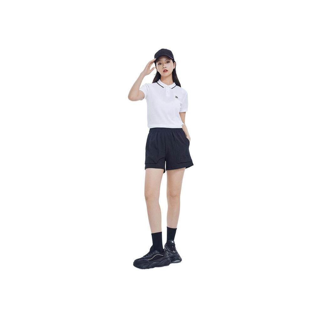 Anta Solid Color Elastic Waist Woven Breathable Shorts Women Shorts Black 962228316-3