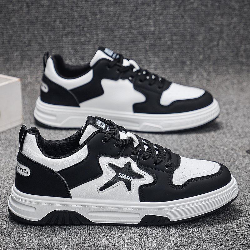 Mens Soft Sole Fashion Versatile Casual Sports Leather Upper Skateboard Shoes