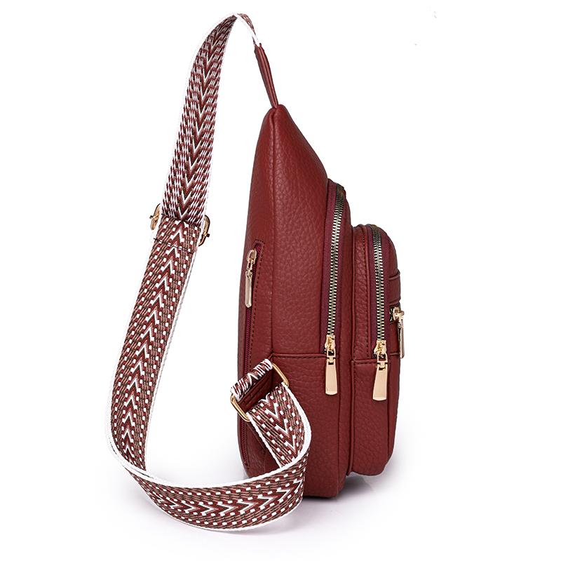 Měkká kožená náprsní taška Dámská crossbody taška Barevná taška přes rameno Sportovní taška přes rameno Dámská náprsní taška