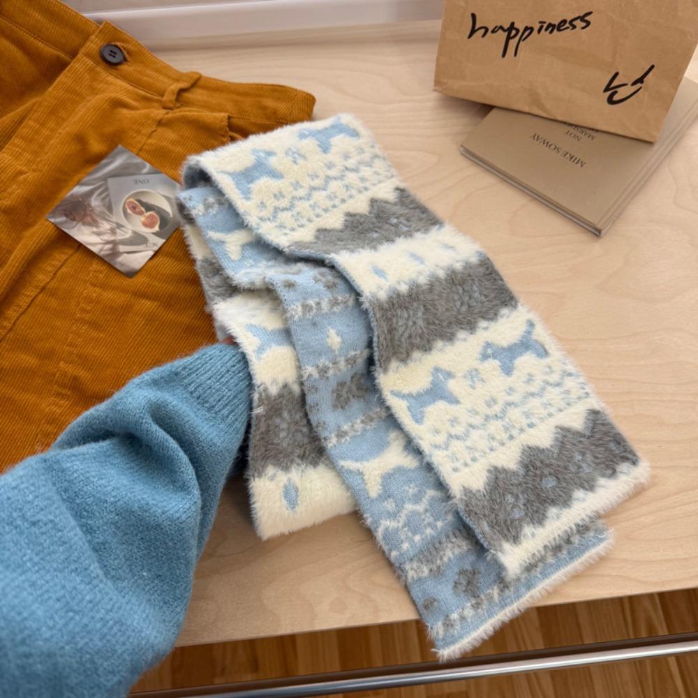 Fair Isle Style Winter Cashmere Scarves Snowflake Wool Shawl Jacquard Knitted Scarf  Autumn Winter