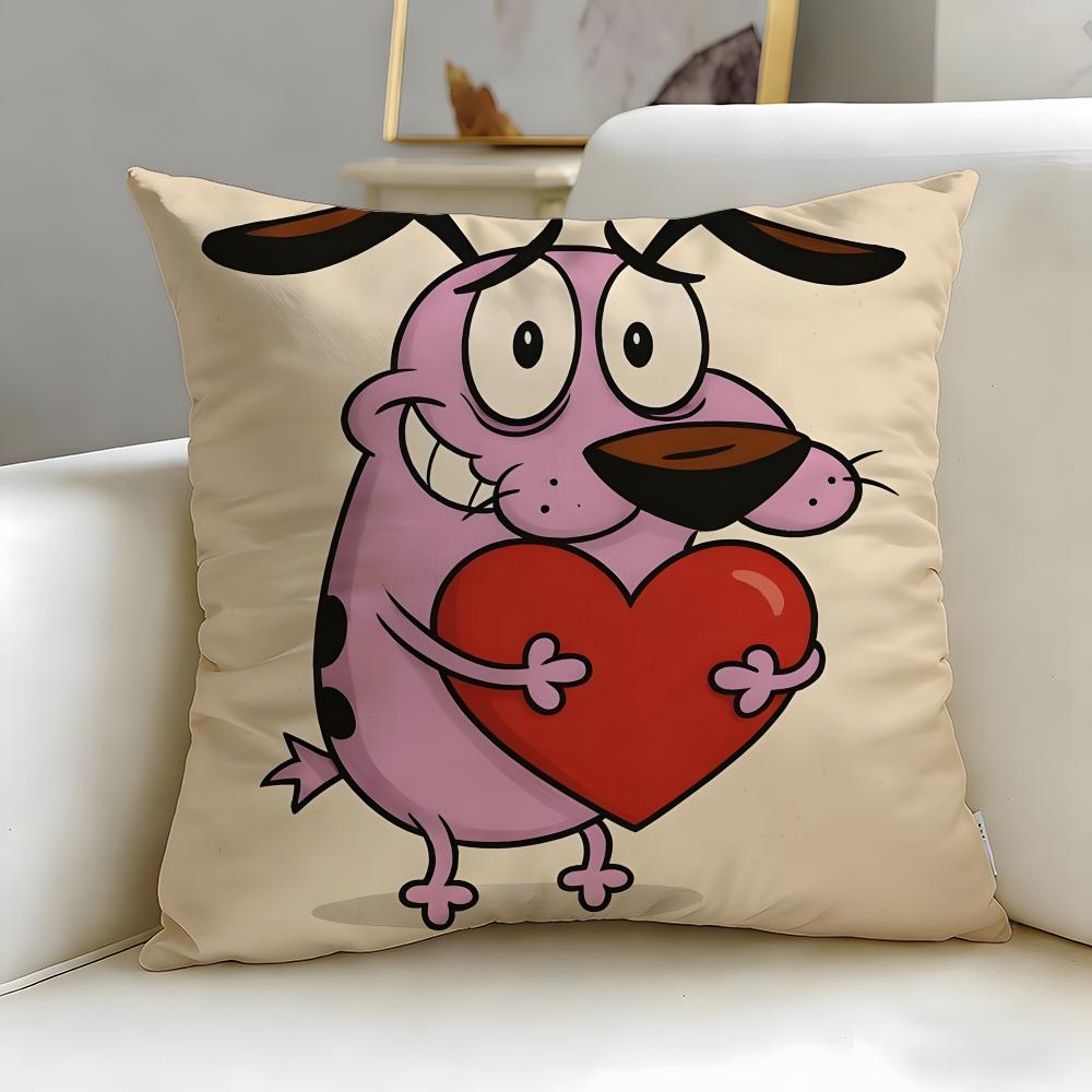 Cartoon Courage the Cowardly Dog Cushion Cover Soft & Easy-Wash Pillow Case – Versatile for Couch, Bed, Travel and Office