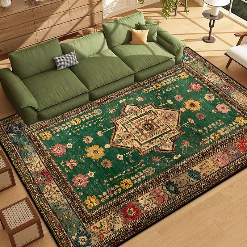 Persian Style Border Design Living Room Rug Soft Antiskid Bedroom Decor Carpet Easy Cleaning Entrance Door Mat Machine Washable