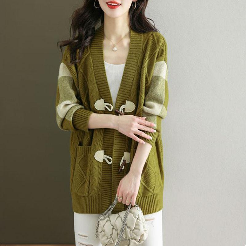 Sweaters Coat Cardigan for Women Autumn Winter Large Size Vintage Loose Long Sleeve Knit Sweaters Coat